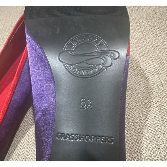 Grasshoppers Red Hat Society Purple Satin Bow Heels Women's Size 6.5 - Picture 10 of 10